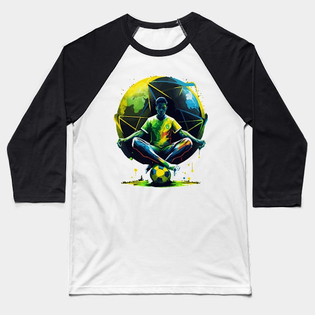 Brazil Soccer Magic Artwork Baseball T-Shirt by AlNoah